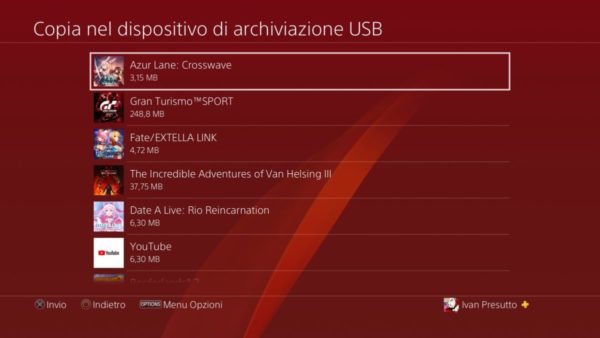 copiare salvataggi PS4 su USB